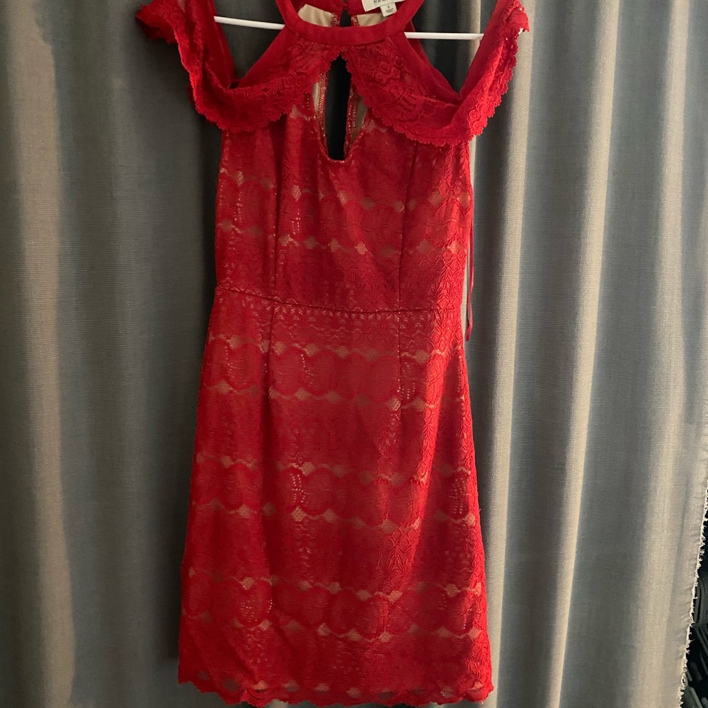 Red & Nude Lace Dress